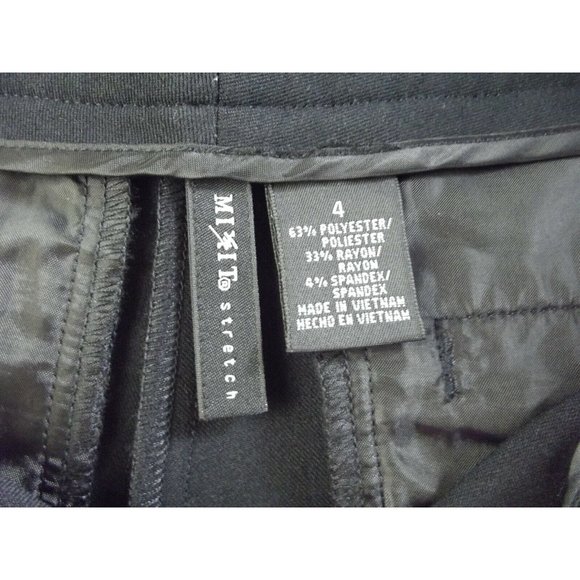 Mixit Size 4 Solid Black Bermuda Dress Shorts pleated buttons polyester stretch - Picture 7 of 12